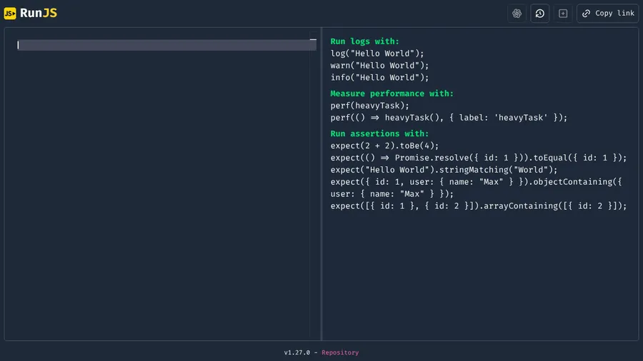 Preview of RunJS Playground